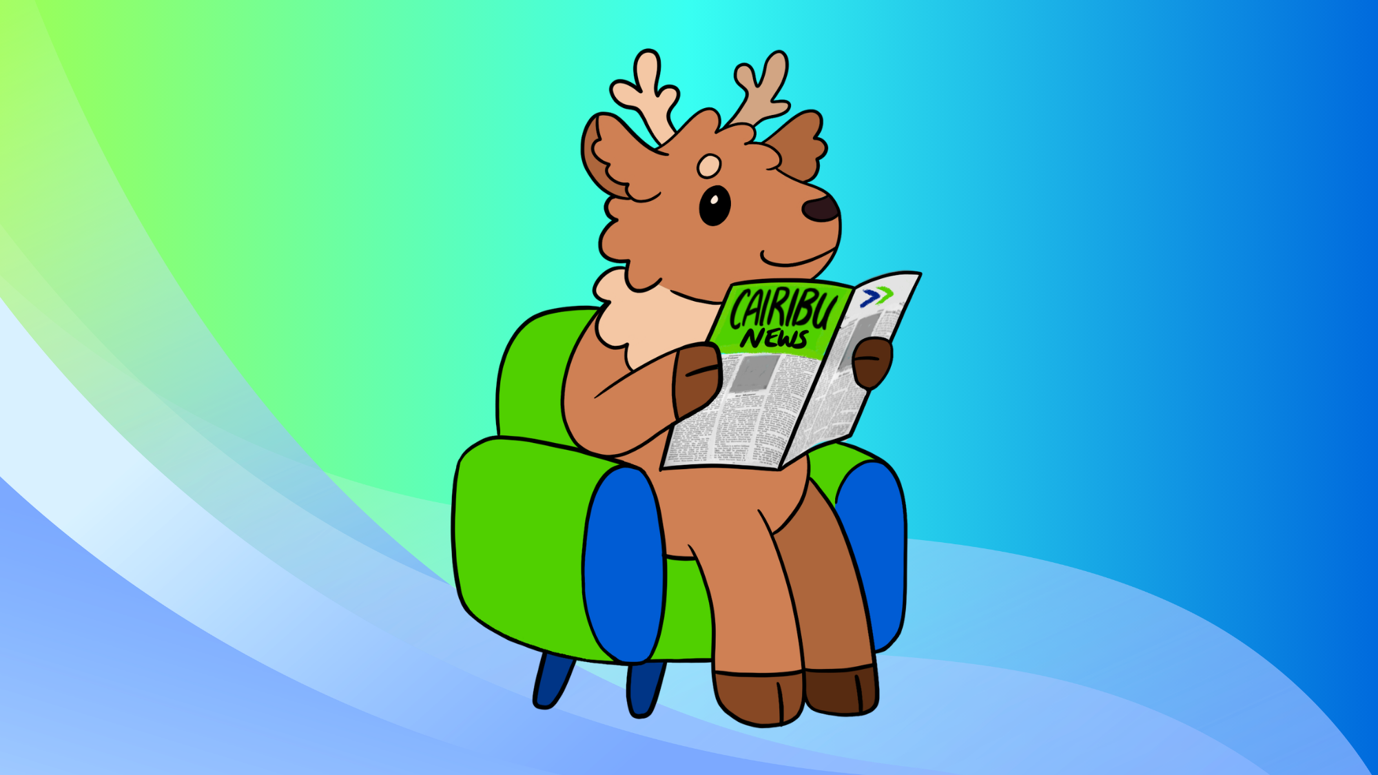 CAIRIBU Mascot Lou reading a news paper