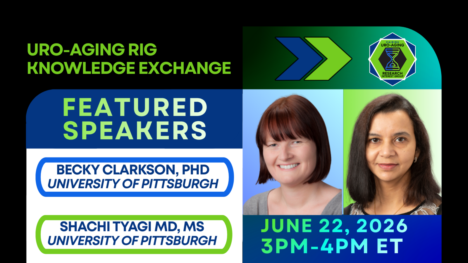 Graphic fo Uro-Aging RIG Knowledge Exchange on June 22, 2026.