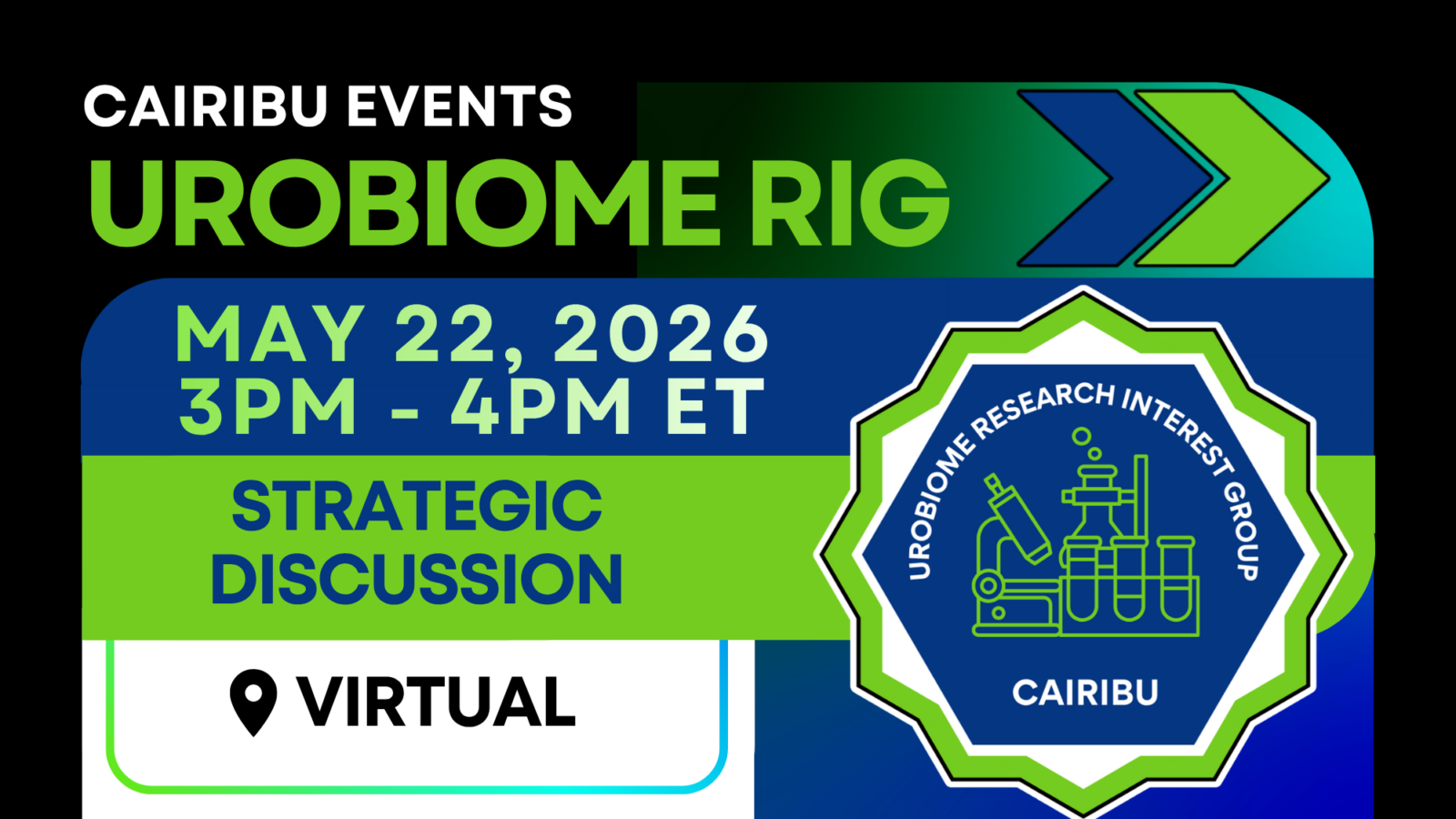 Graphic for Urobiome RIG knowledge exchange on May 22, 2026.