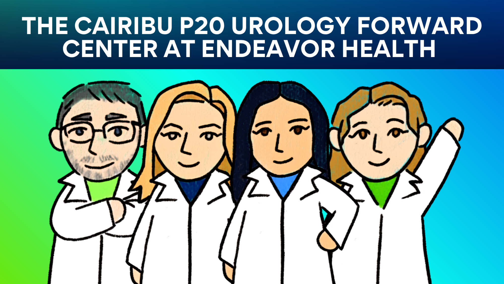 ilustration of Dr. Simon Hayward alongside Co-Is Drs. Renee Vickman, Petra Popovics, and Nadia Lanman