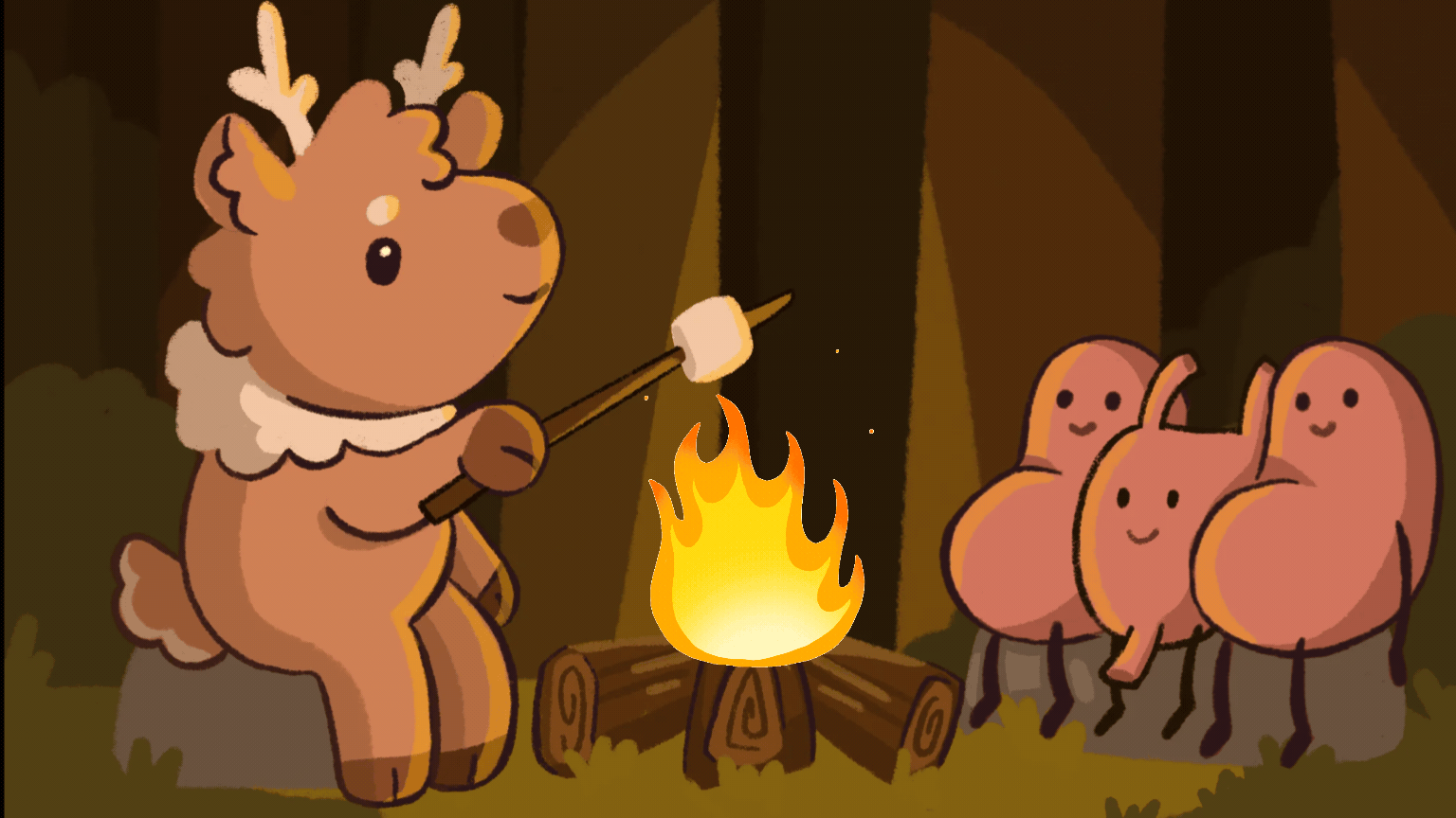 gif of lou by campfire